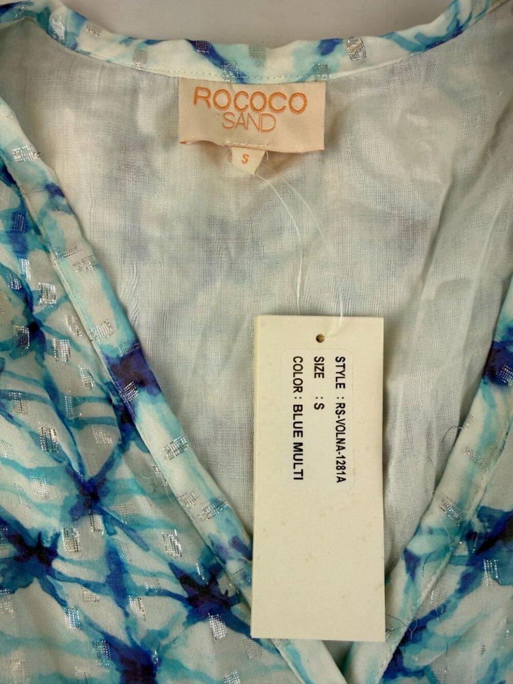 NWT Rococo Sand Women’s Blue Long Sleeves Button Multi Maxi Dress Size S - Picture 5 of 9